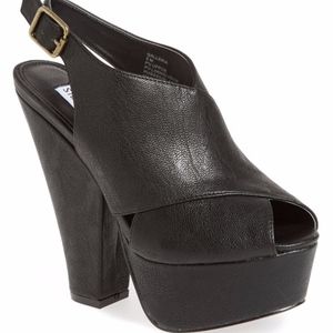 Steve Madden Black Leather Platform Heels